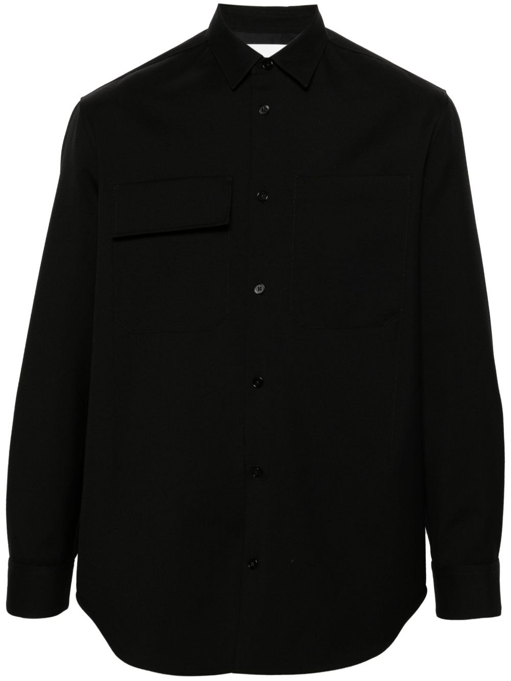 Jil Sander 胸袋羊毛衬衫 - 黑色