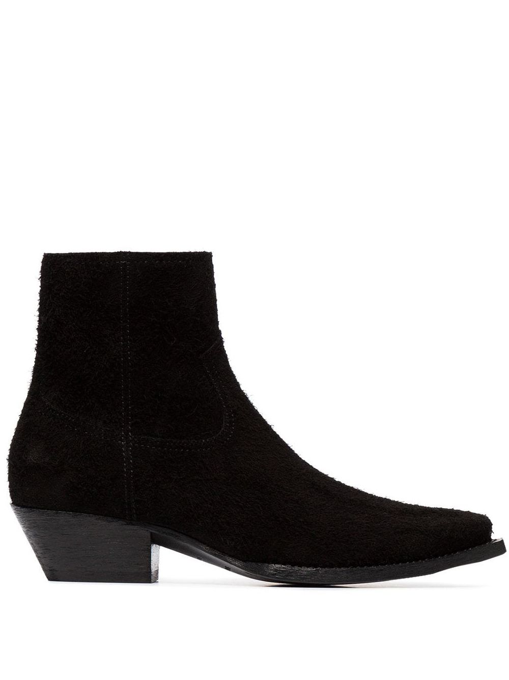 Saint Laurent Lukas 40绒面皮西部牛仔短靴 - 黑色