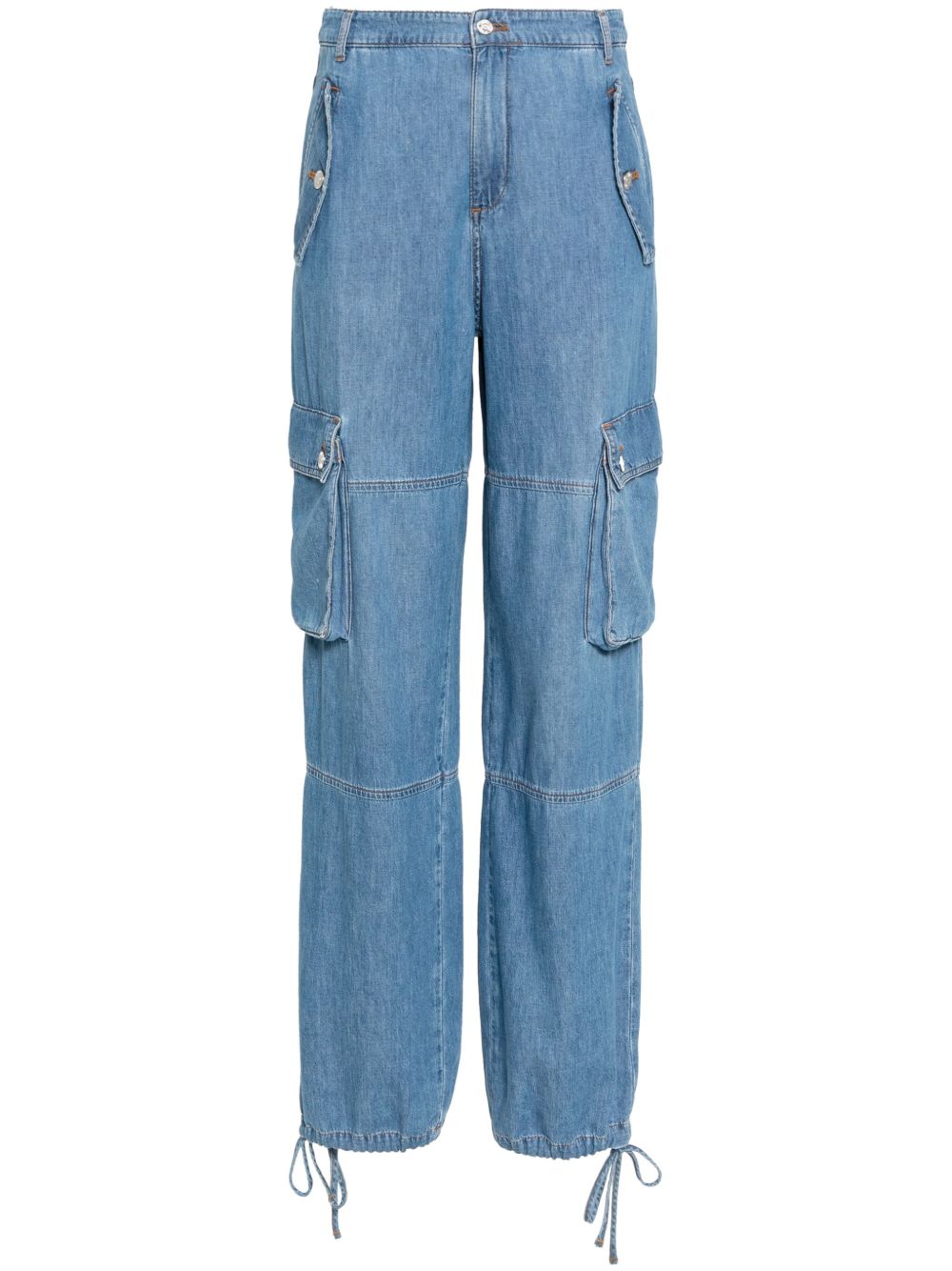 MOSCHINO JEANS 抽绳裤脚棉工装牛仔裤 - 蓝色