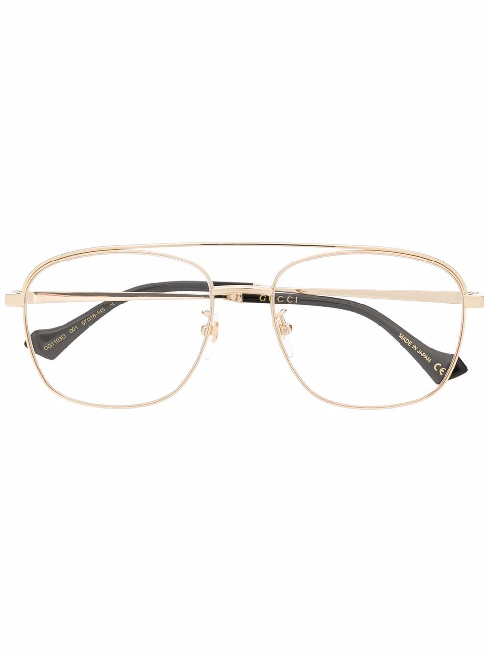 Gucci Eyewear 飞行员镜框眼镜 - 金色