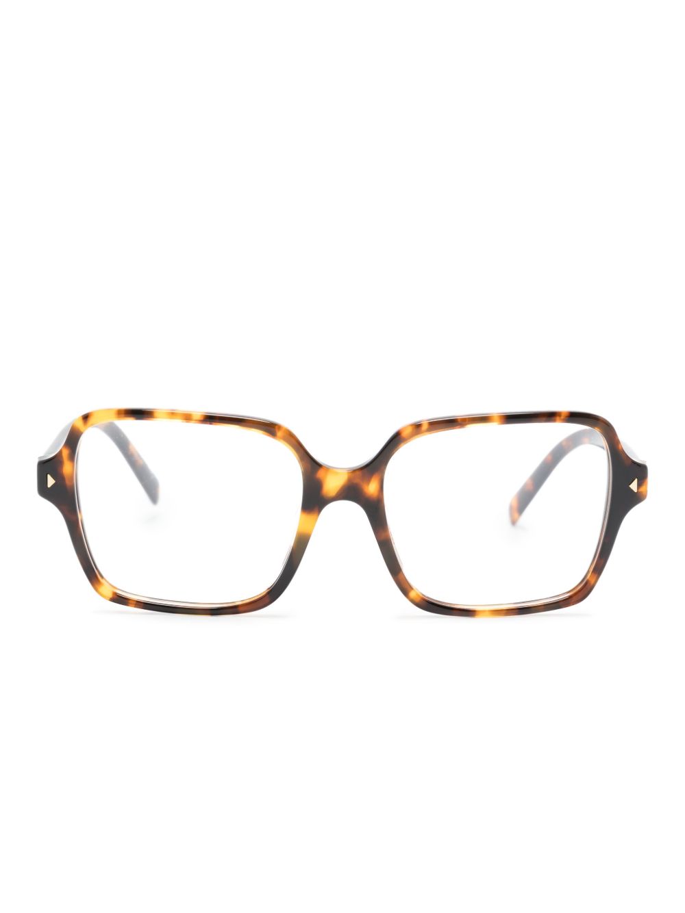 Prada Eyewear 玳瑁纹方框眼镜 - 褐色