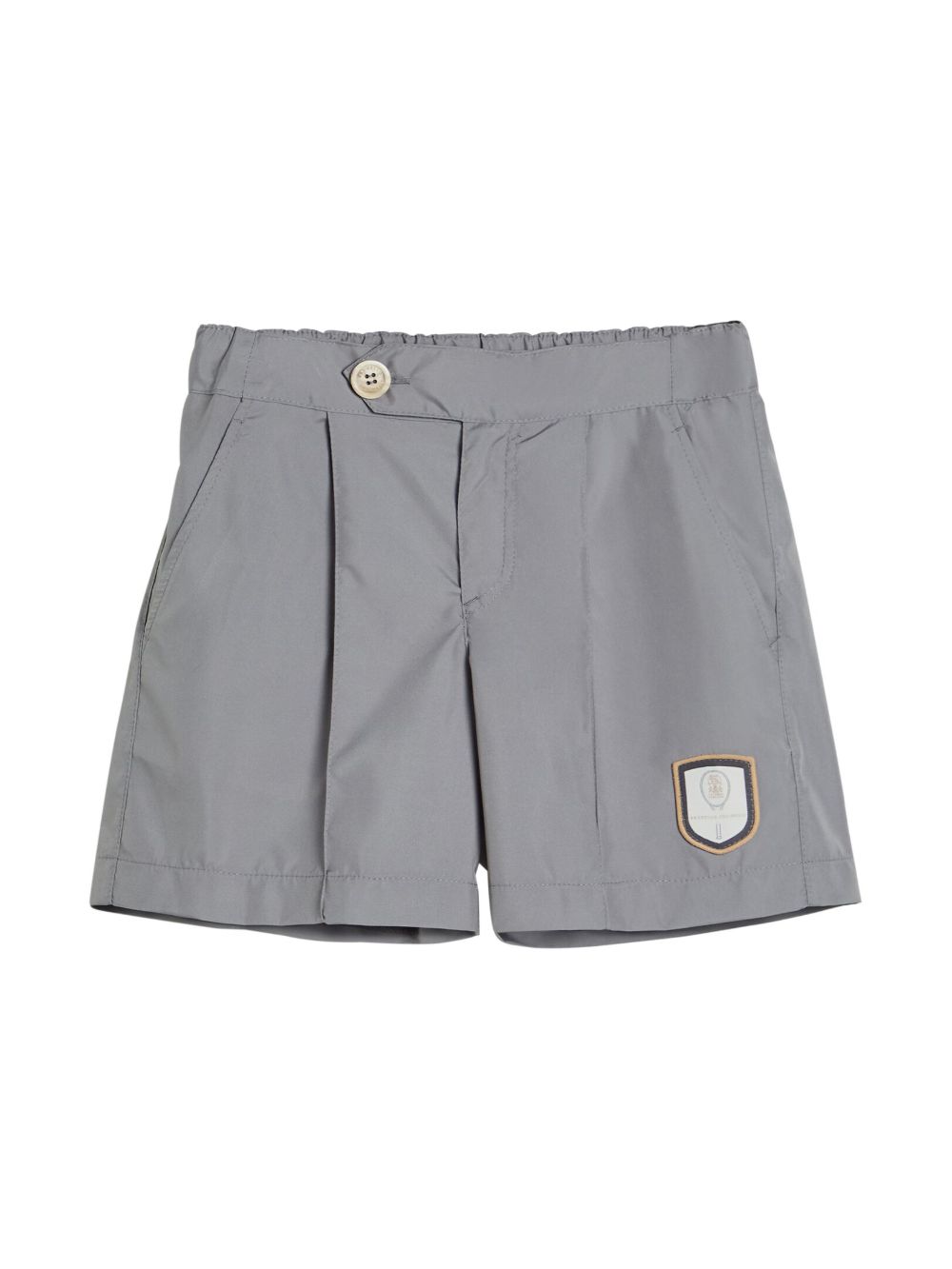 Brunello Cucinelli Kids 标贴短裤 - 灰色
