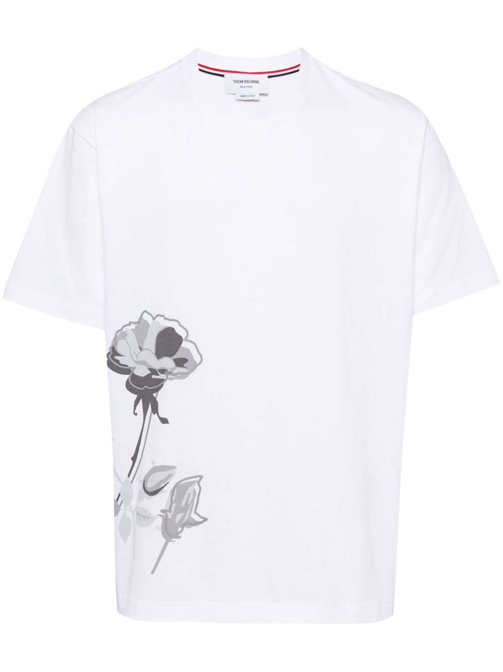 Thom Browne 花卉印花棉T恤 - 白色