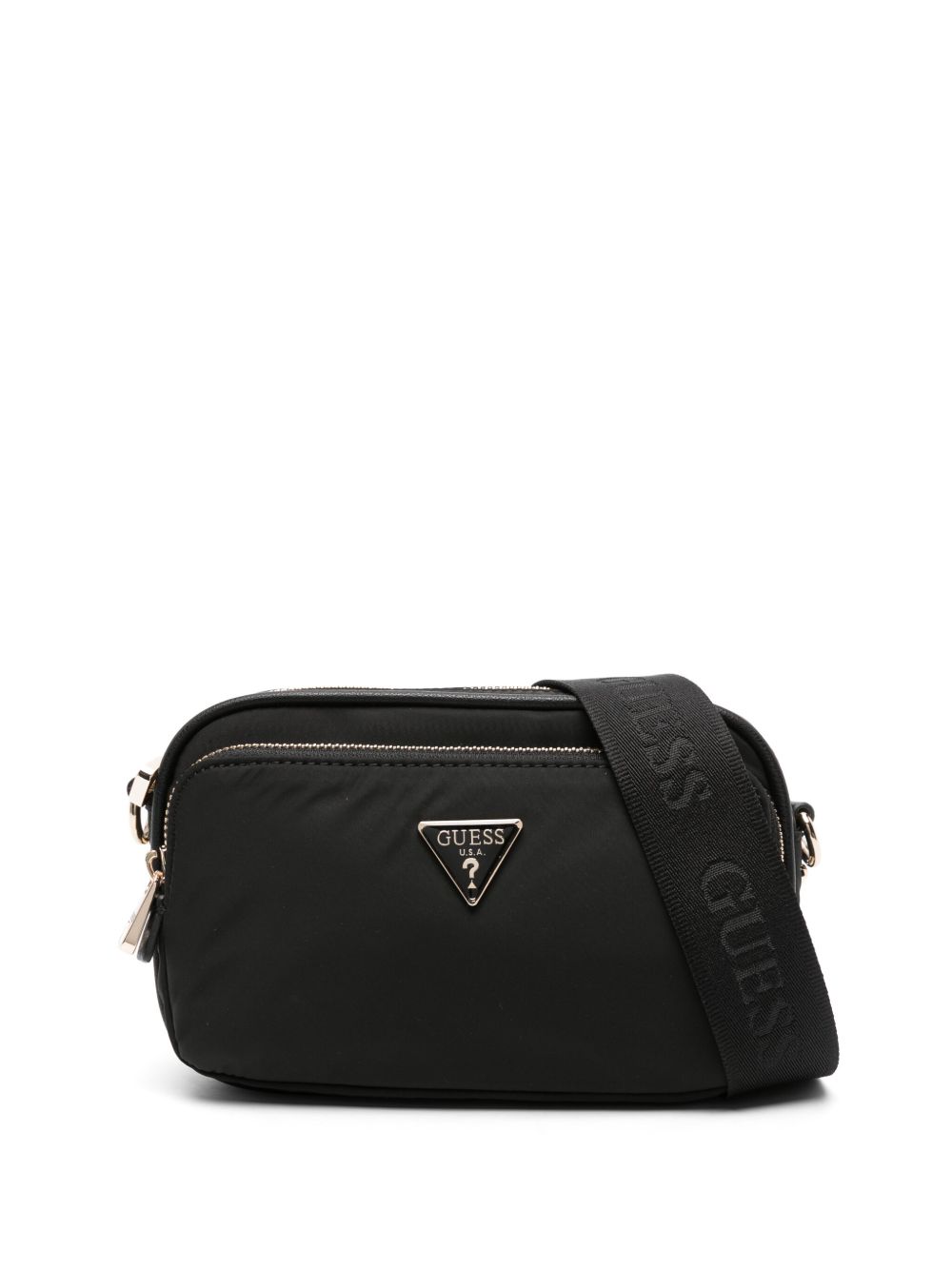 GUESS USA Gemma logo标牌斜挎包 - 黑色