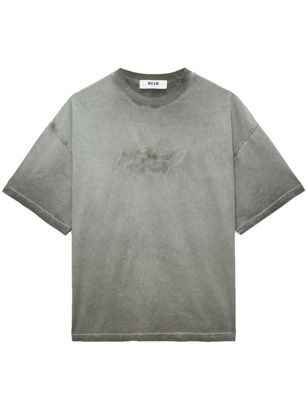 MSGM logo刺绣褪色效果T恤 - 灰色