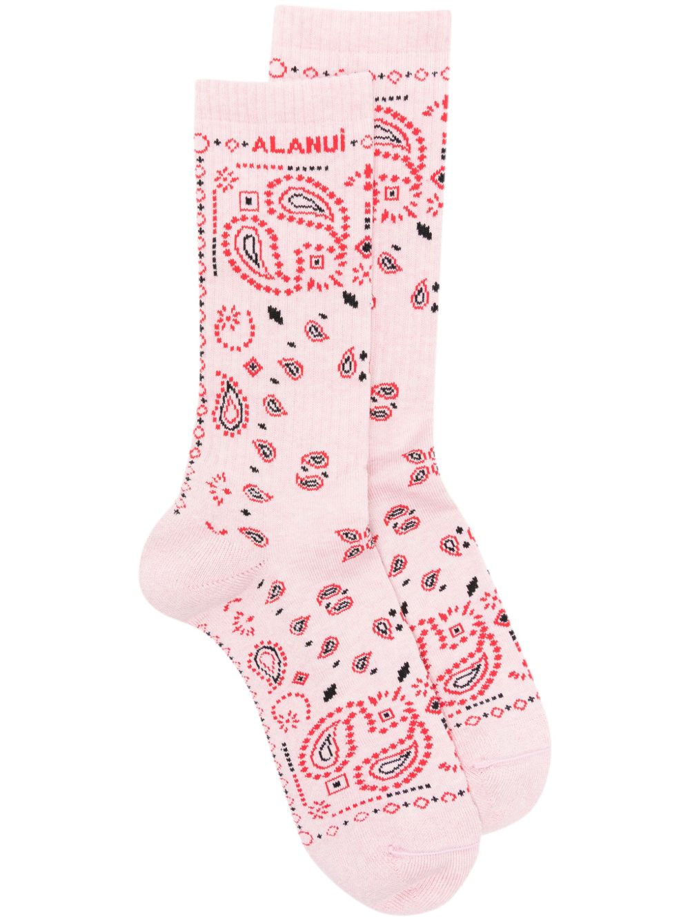 Alanui Bandana logo刺绣罗纹针织袜 - 粉色