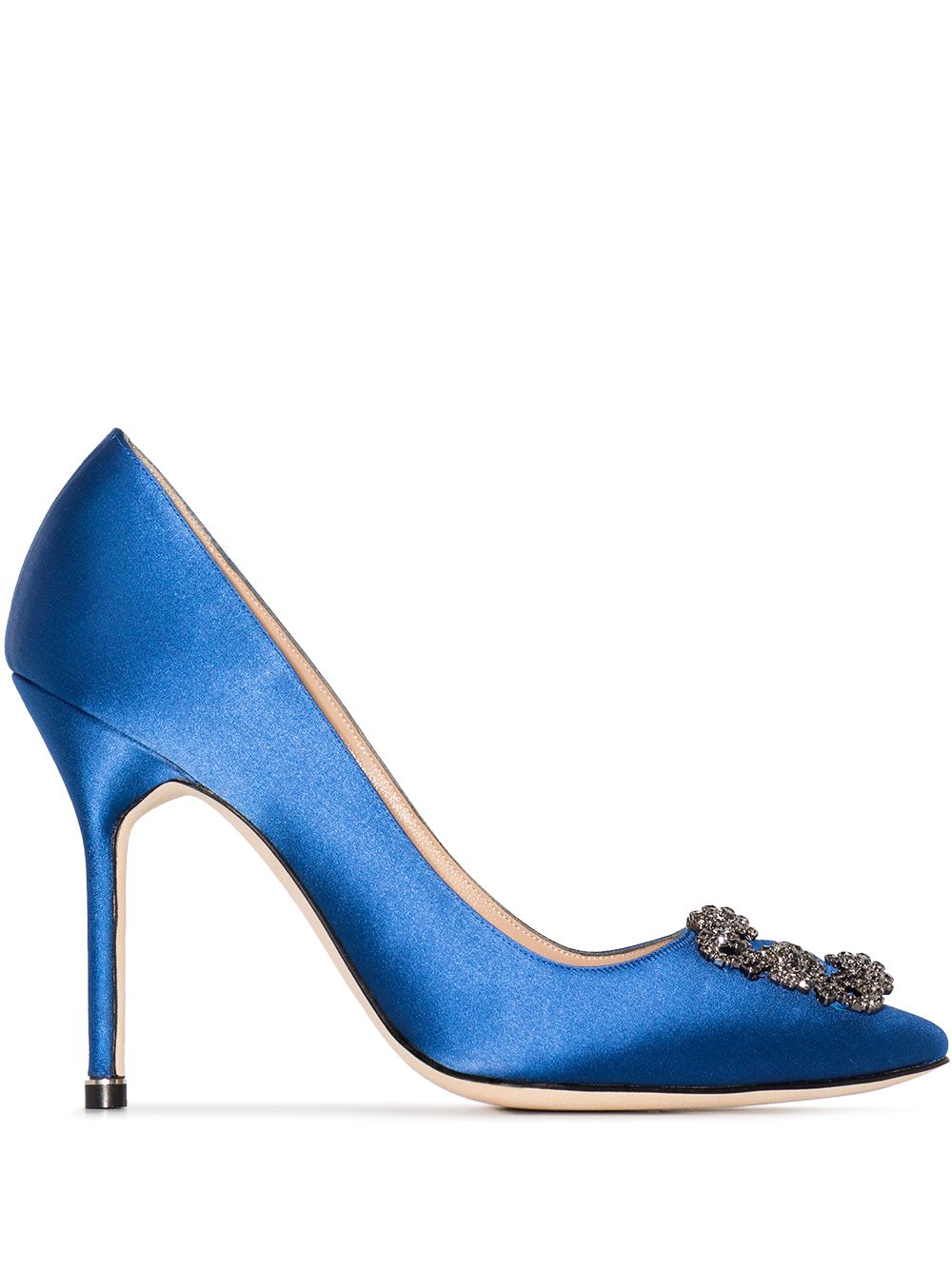 Manolo Blahnik Hangisi缎面高跟鞋 - 蓝色