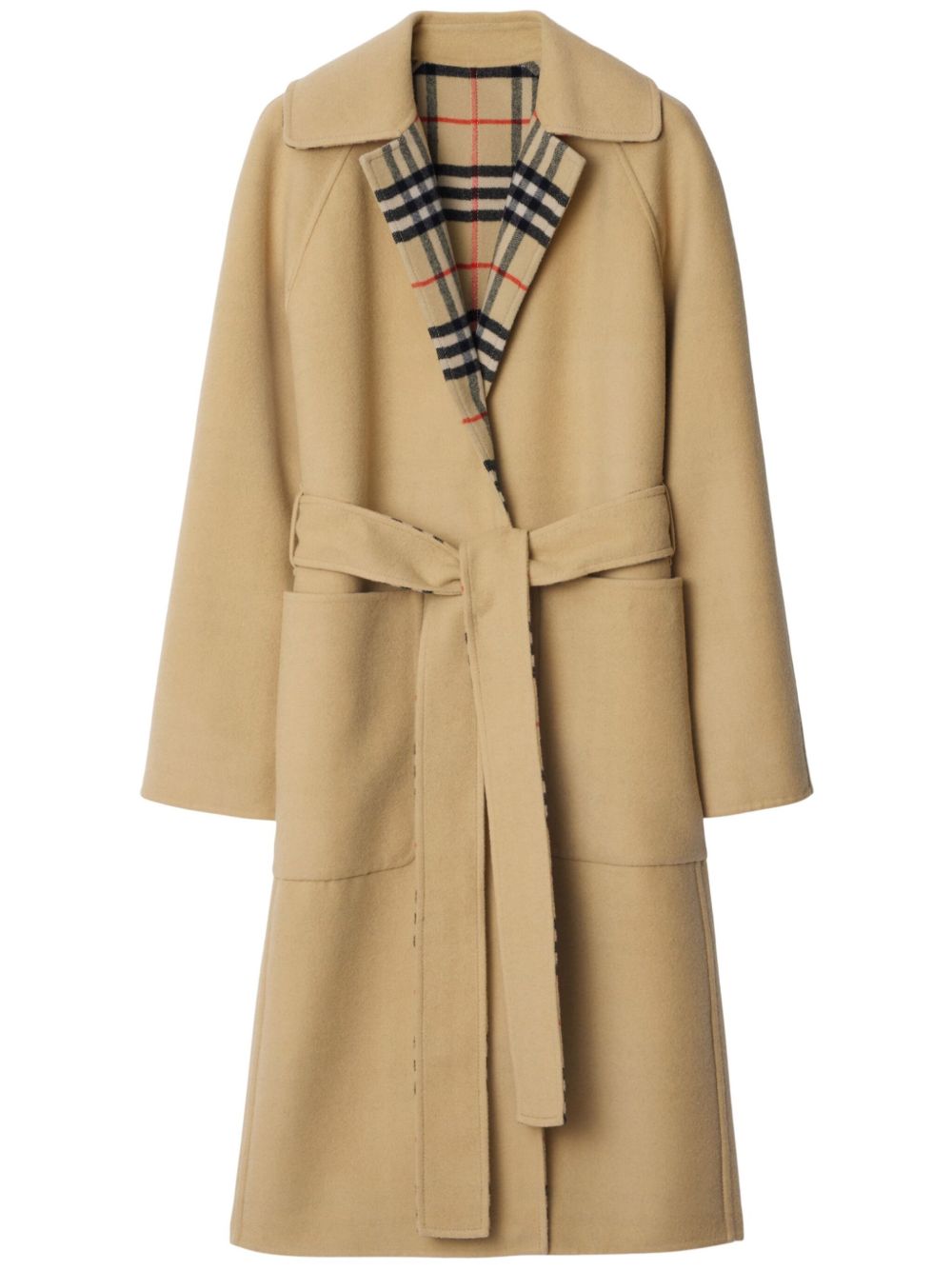 Burberry Check 双面羊毛外套 - 中性色