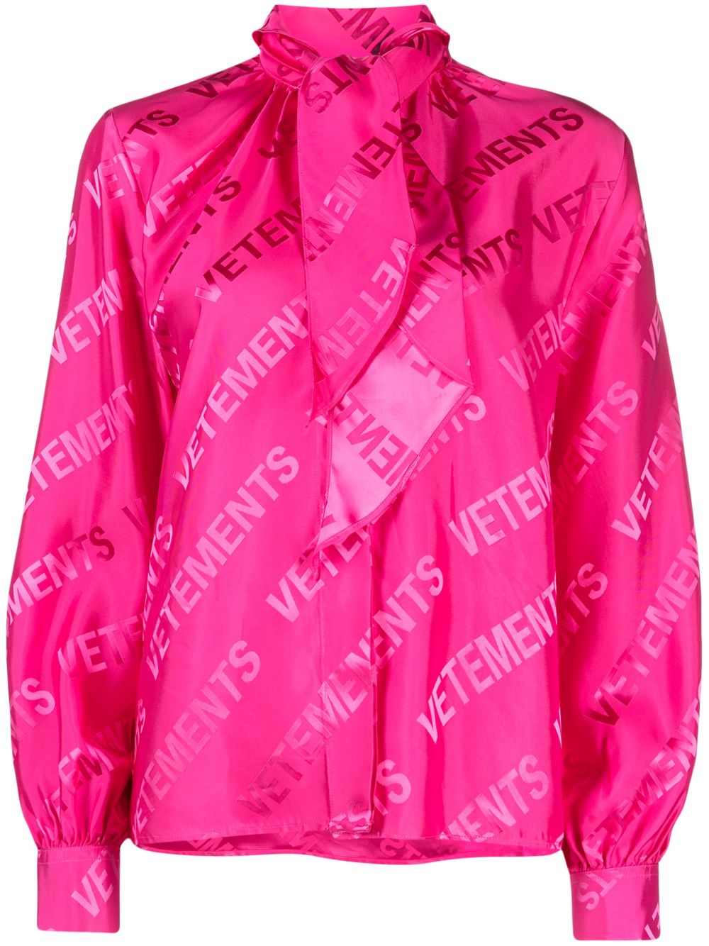 VETEMENTS logo提花系带领衬衫 - 粉色