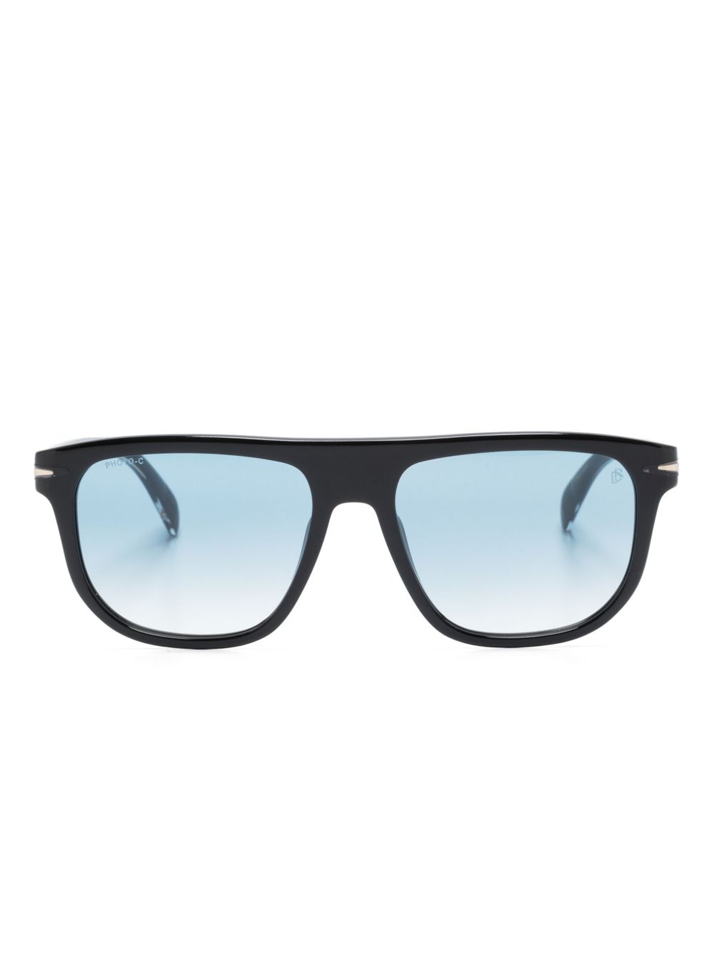Eyewear by David Beckham logo标牌长方形框太阳眼镜 - 黑色