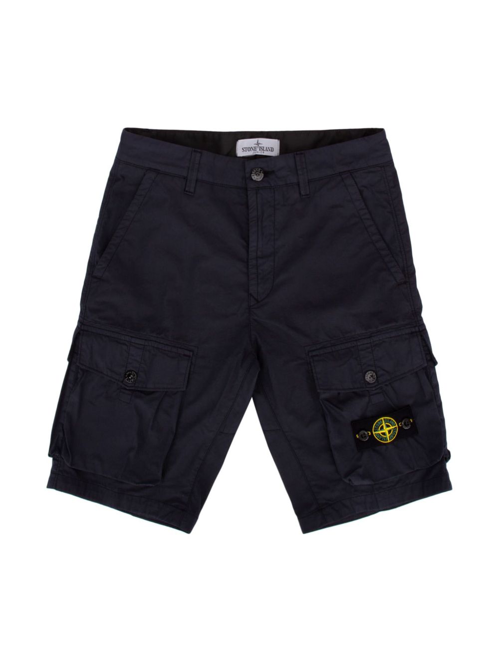 Stone Island Junior 标贴工装百慕大短裤 - 蓝色