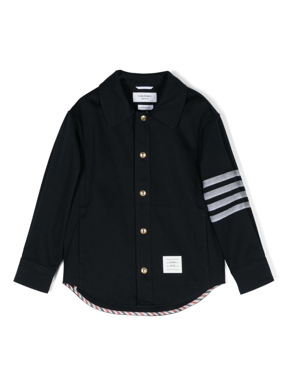 Thom Browne Kids 长袖棉衬衫式夹克 - 蓝色