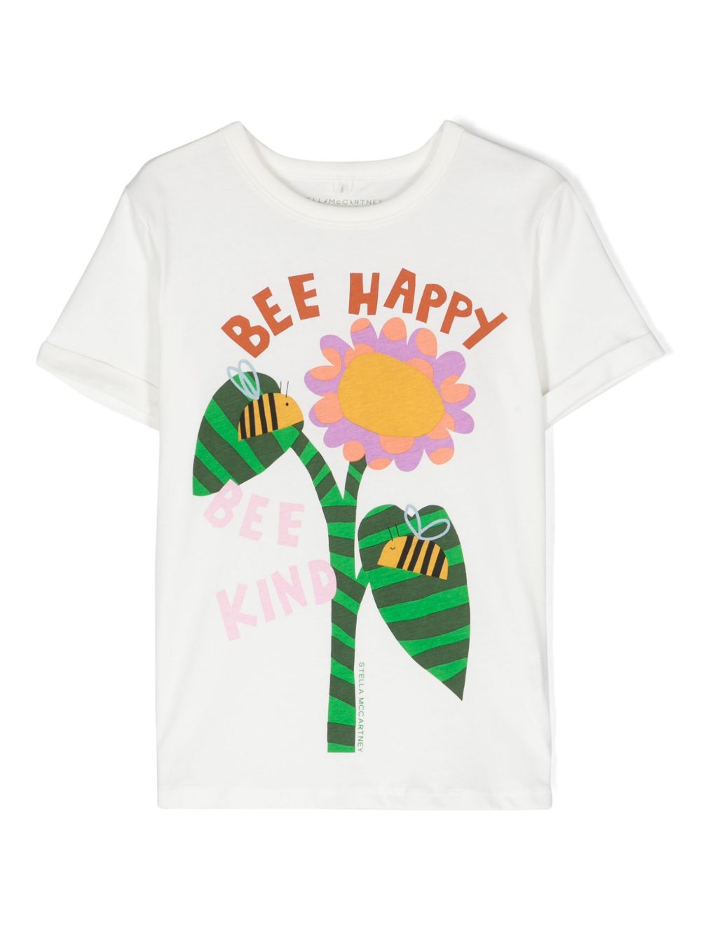 Stella McCartney Kids Bee Happy 印花棉T恤 - 白色
