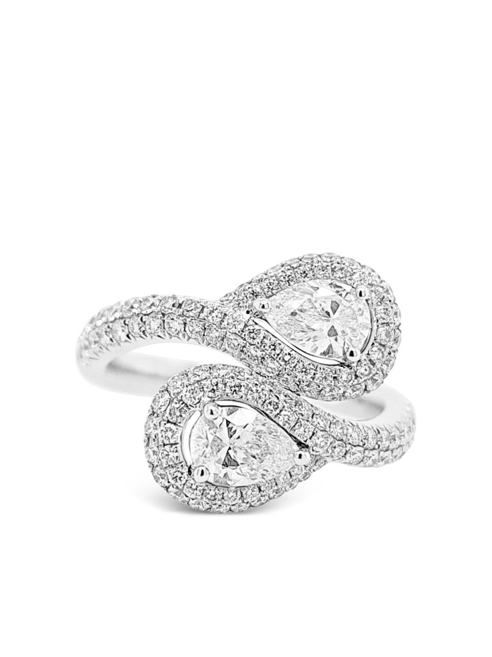 HYT Jewelry 钻石鸡尾酒铂金戒指 - 银色