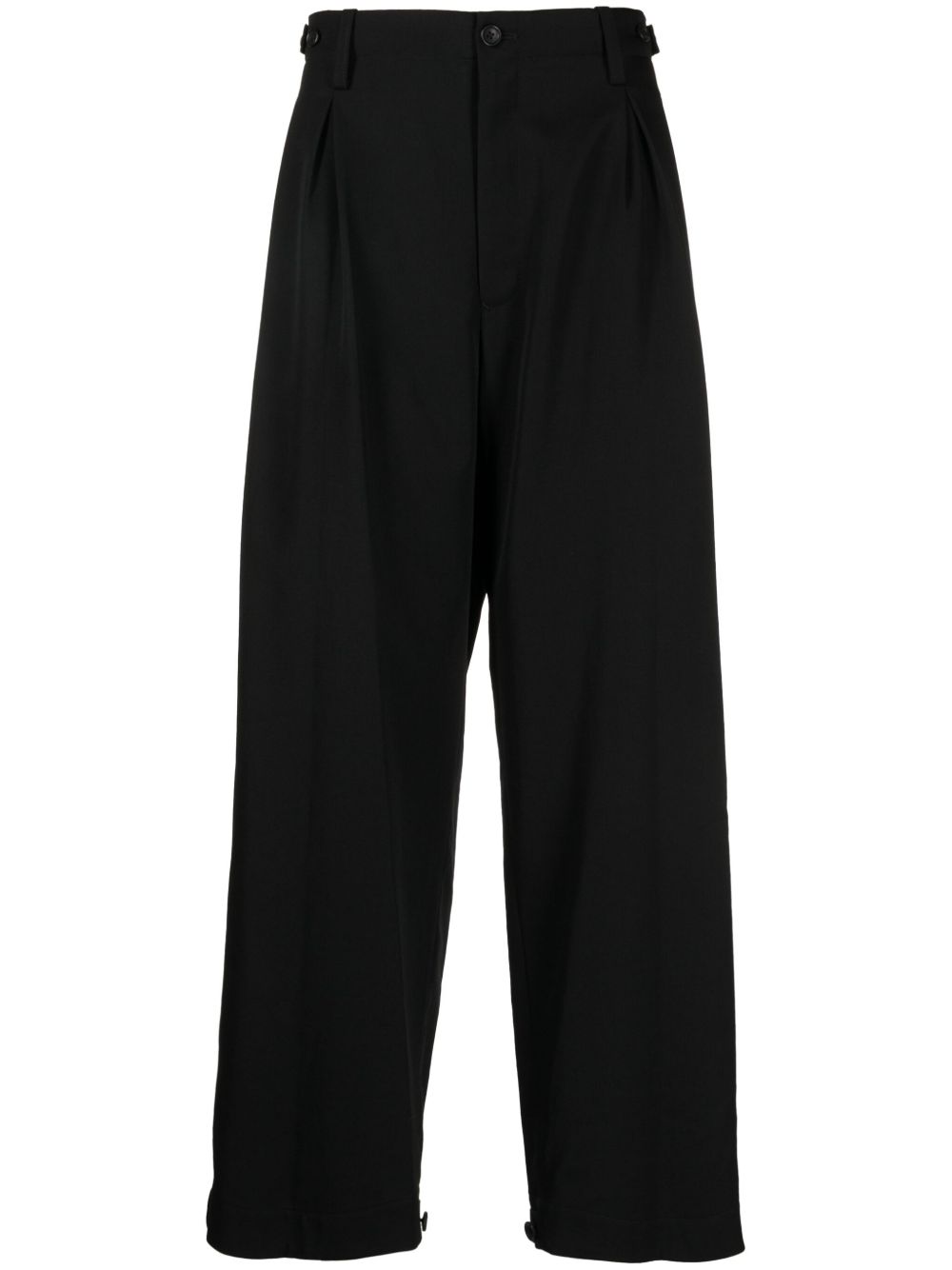 Yohji Yamamoto 羊毛阔腿西裤 - 黑色
