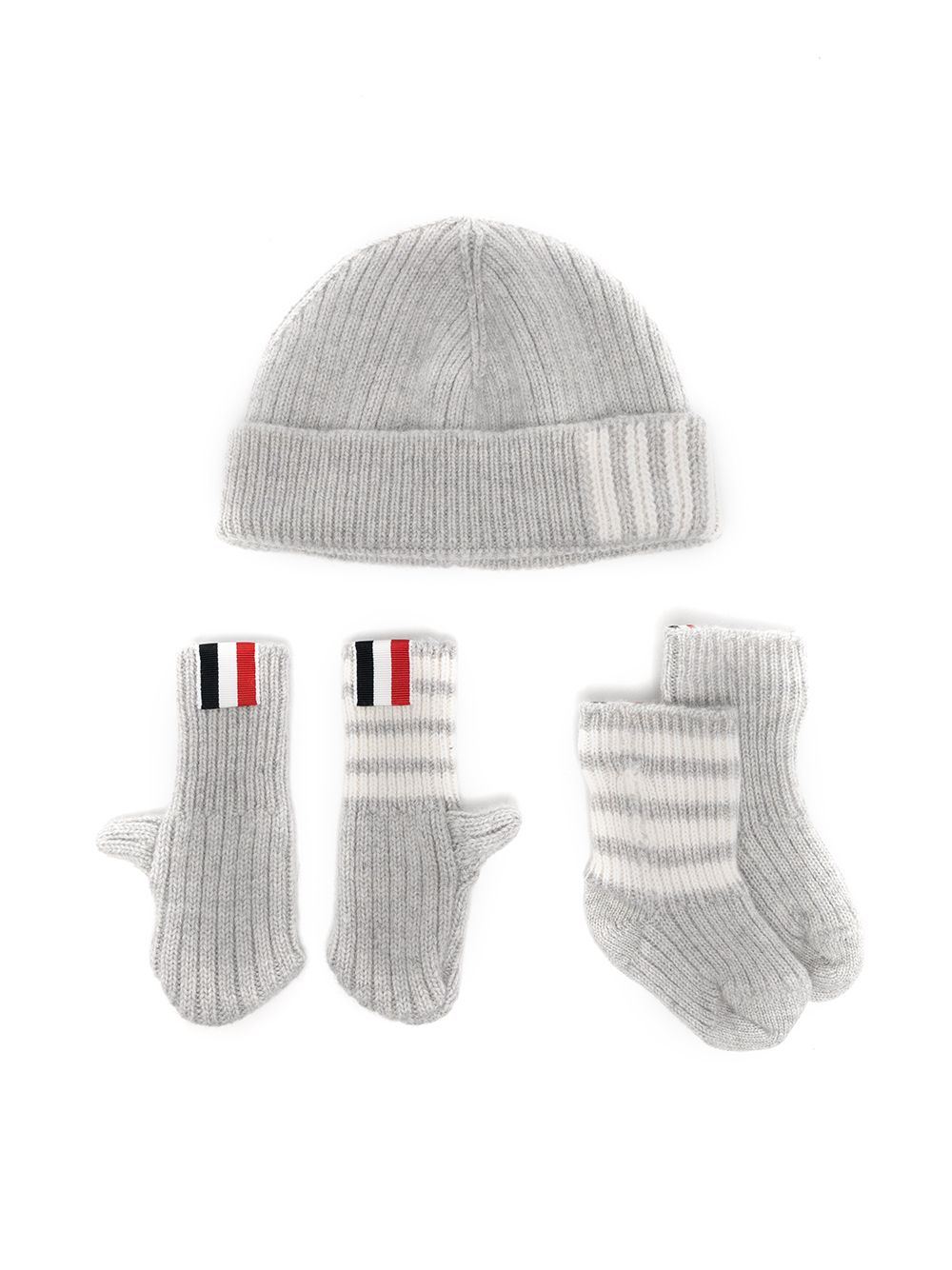 Thom Browne Kids 美利诺羊毛针织套头帽套装 - 灰色