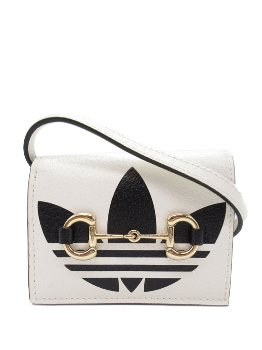 Gucci Pre-Owned Adidas Horsebit 皮质斜挎钱包（2016-2023年典藏款） - 白色