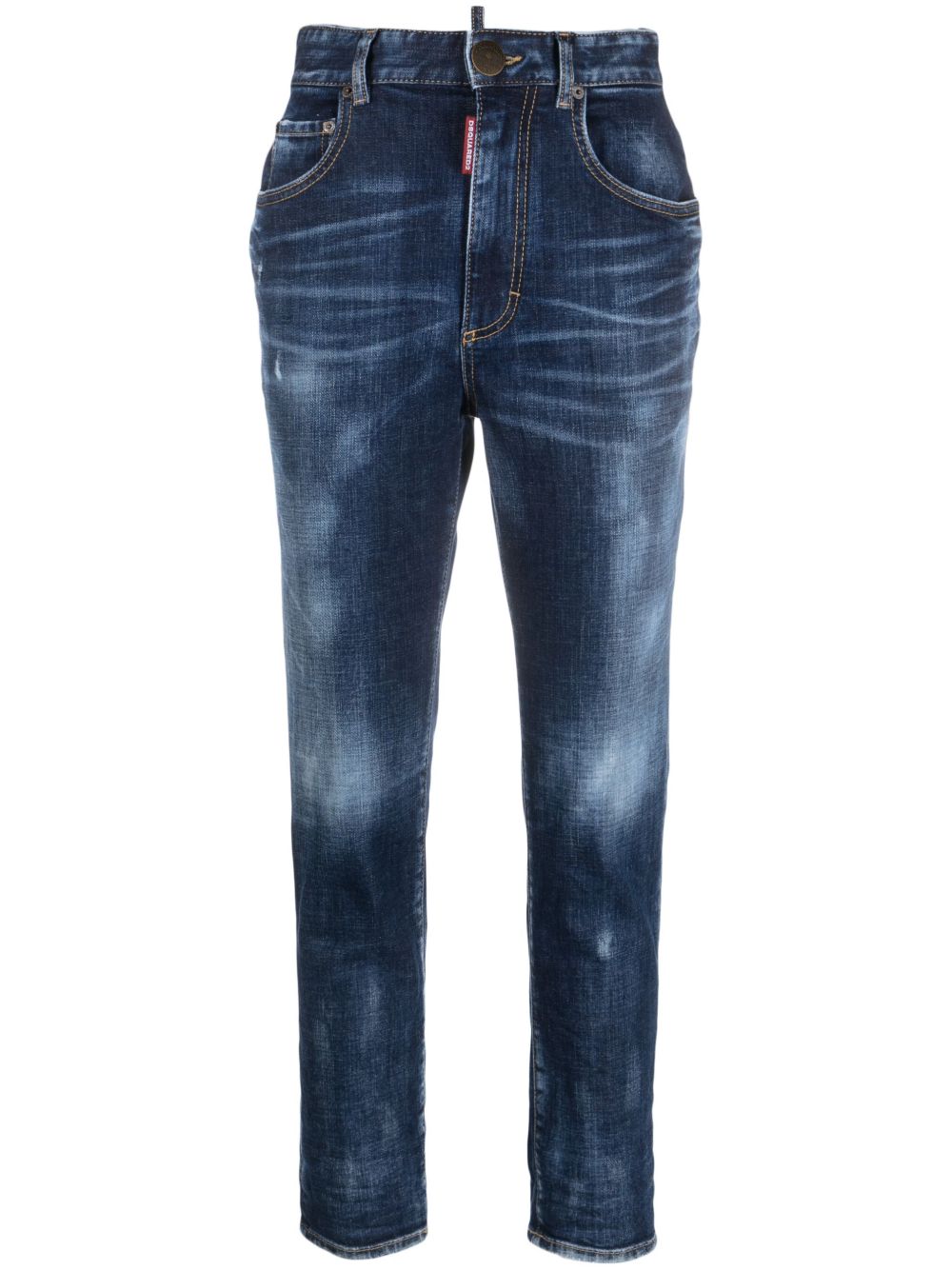 DSQUARED2 高腰露踝牛仔裤 - 蓝色