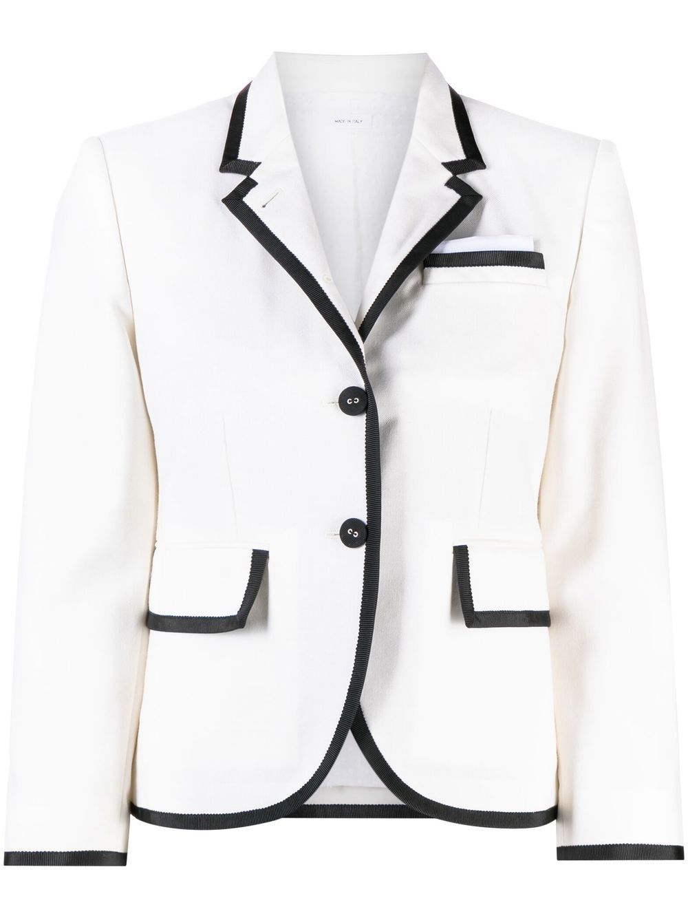 Thom Browne 罗缎织带边饰西装夹克 - 白色