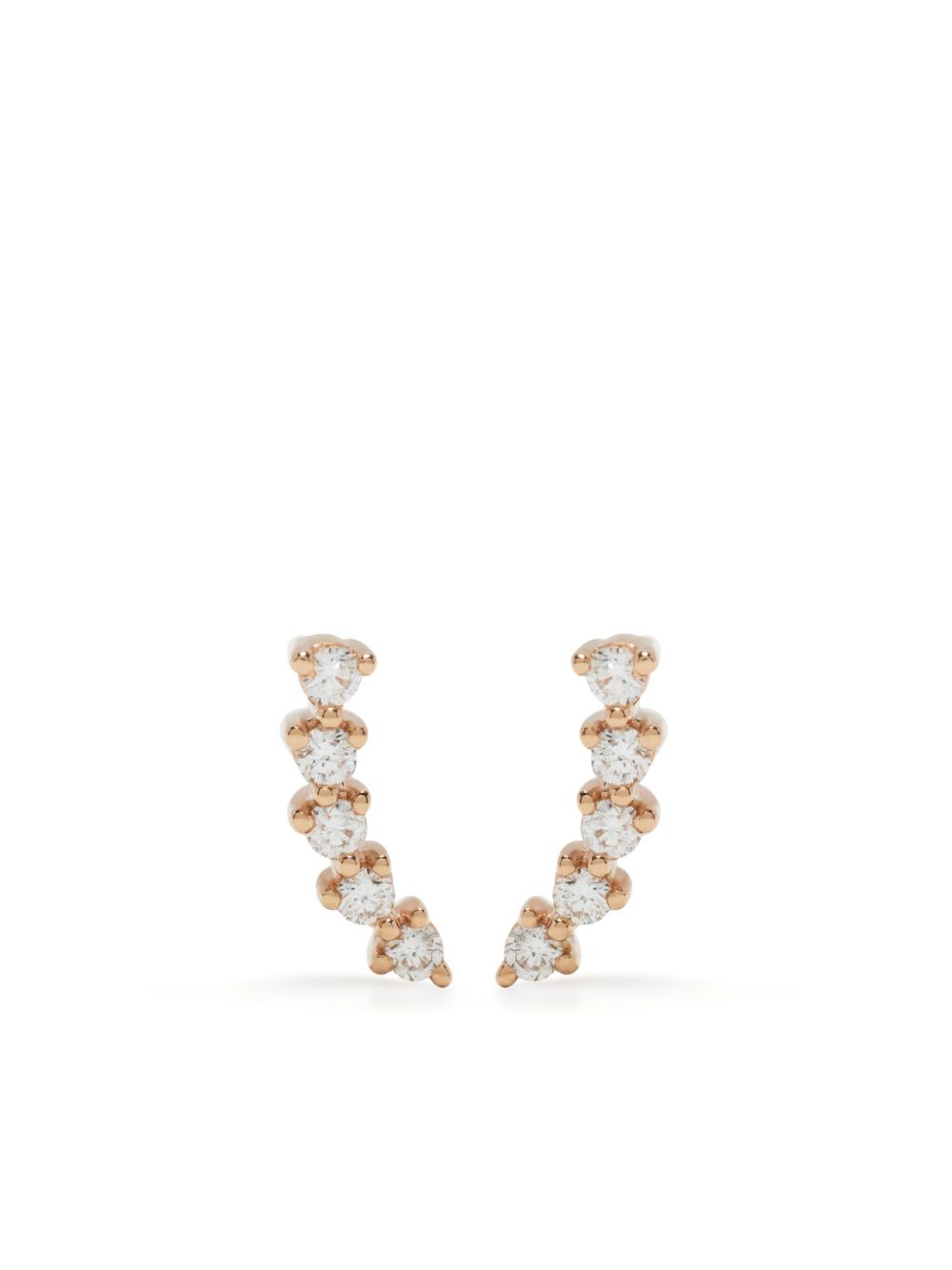 Dana Rebecca Designs Vivan Lily Curved Bar 14K玫瑰金钻石耳钉 - 金色
