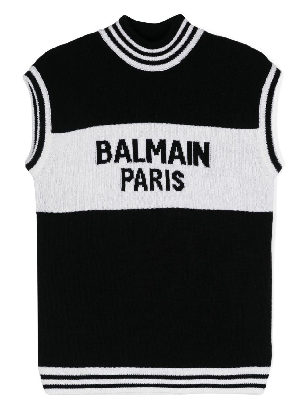 Balmain Kids logo嵌花针织上衣 - 黑色