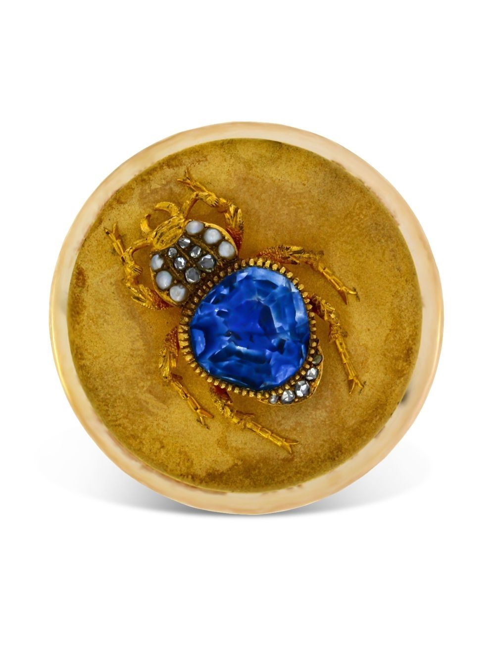 Pragnell Vintage 18K黄金 Antique Victorian 蓝宝石甲虫胸针 - 金色