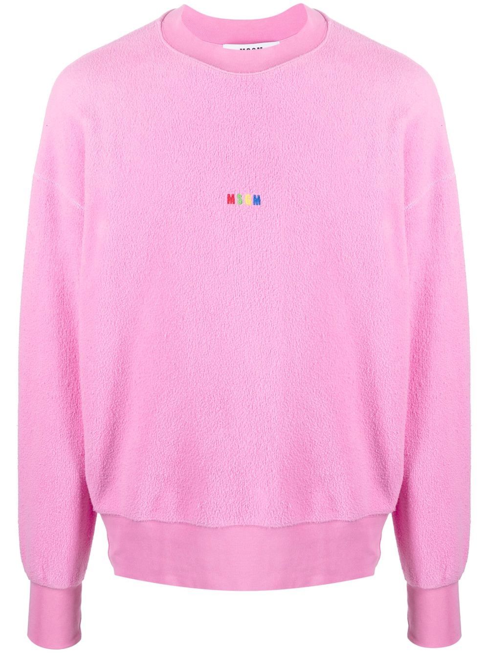MSGM logo刺绣抓绒卫衣 - 粉色