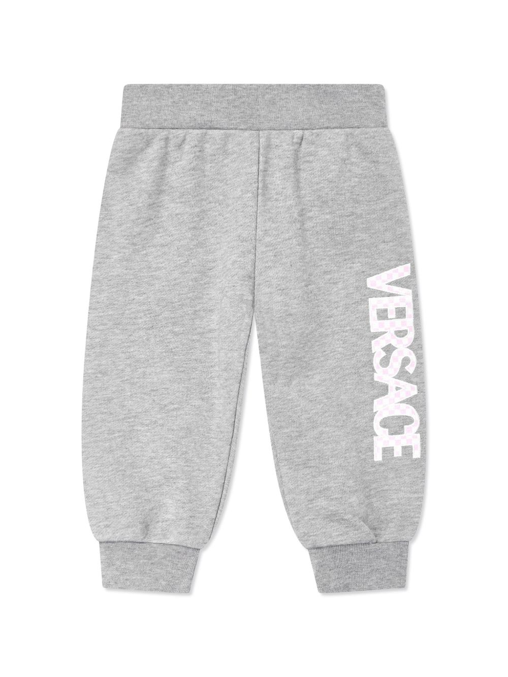 Versace Kids logo刺绣棉运动裤 - 灰色