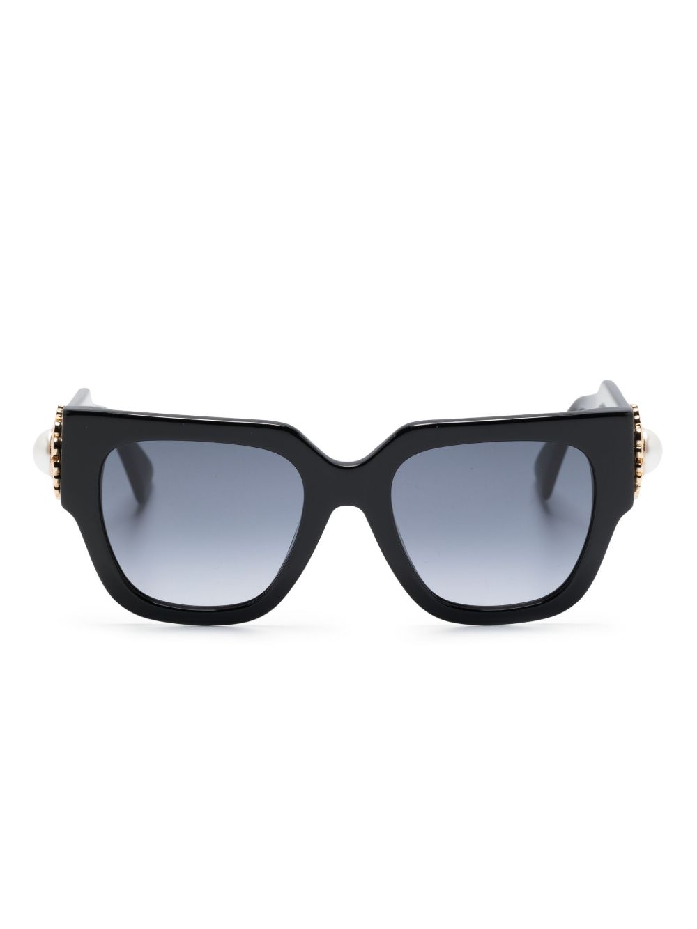 Moschino Eyewear 方框logo贴花太阳眼镜 - 黑色