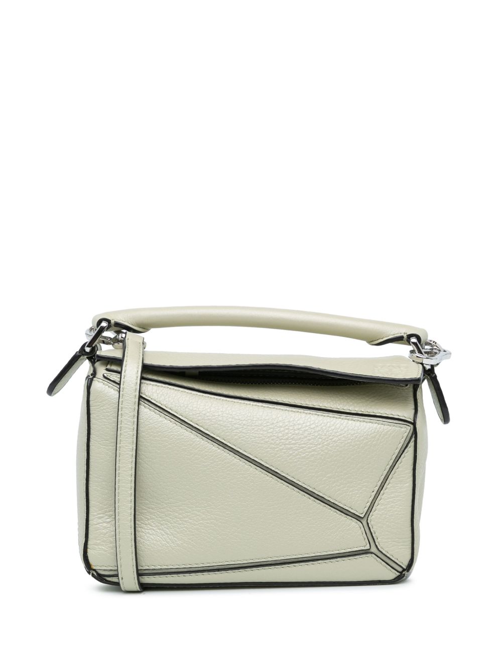 Loewe Pre-Owned Puzzle 粒面小牛皮迷你斜挎包（2020年典藏款） - 白色