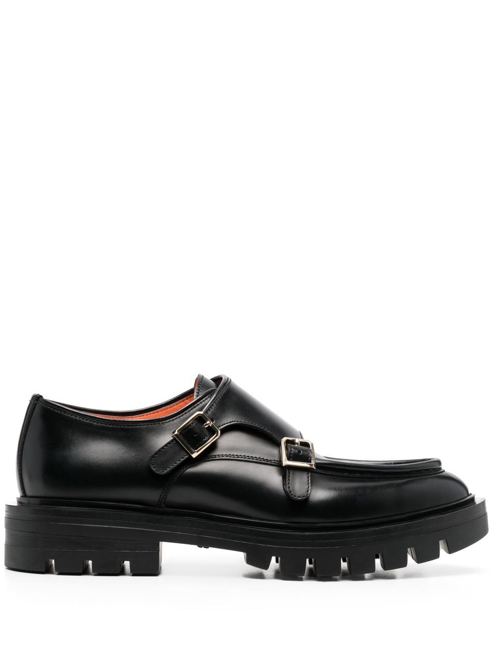 Santoni 侧扣环开合细节乐福鞋 - 黑色