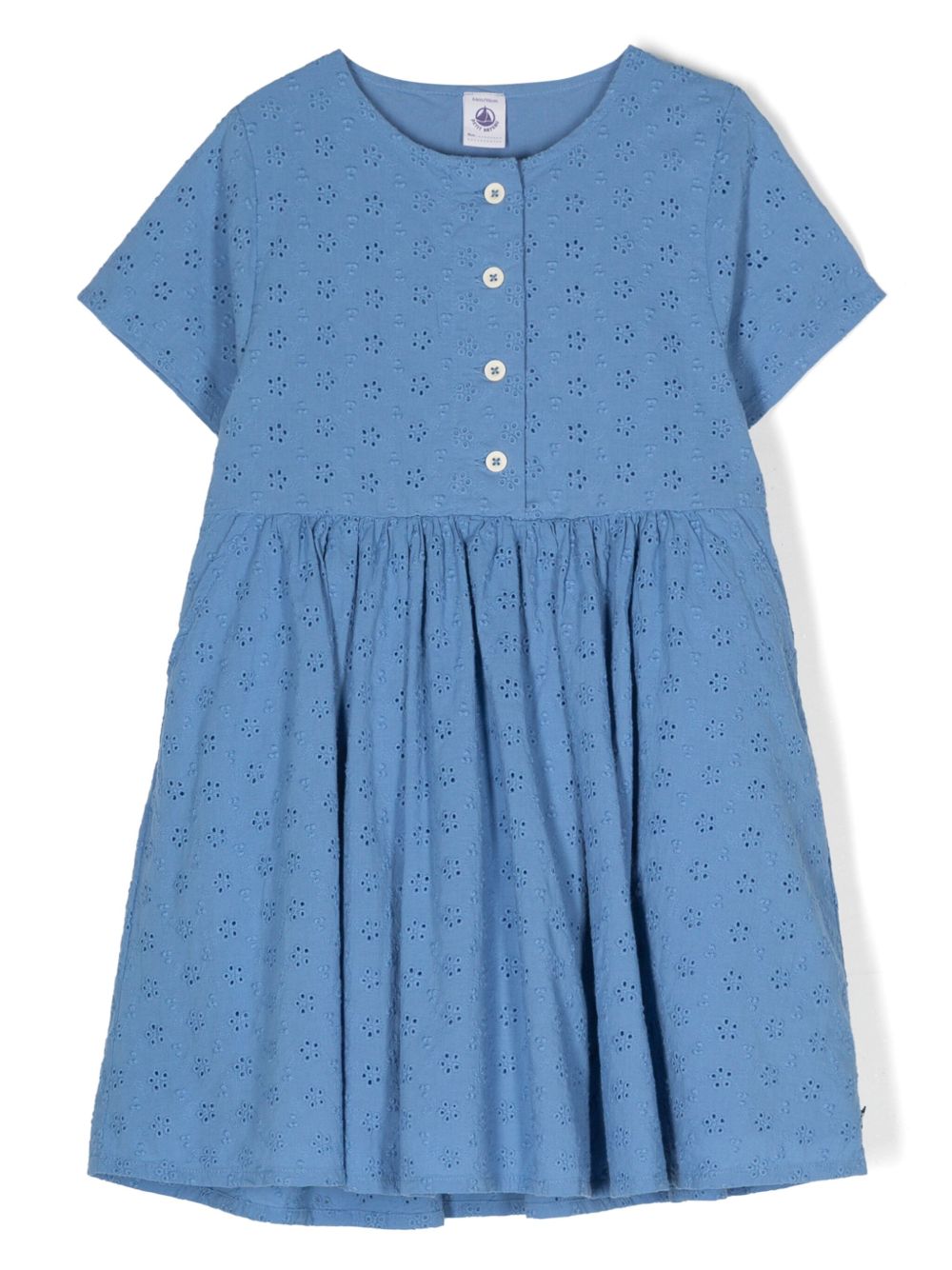 Petit Bateau 马德拉刺绣棉连衣裙 - 黑色