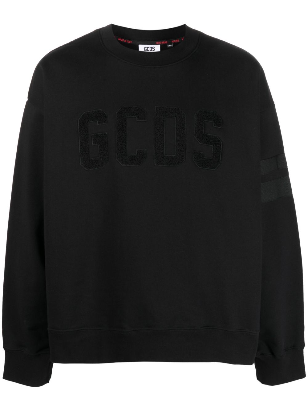 GCDS 植绒logo棉卫衣 - 黑色
