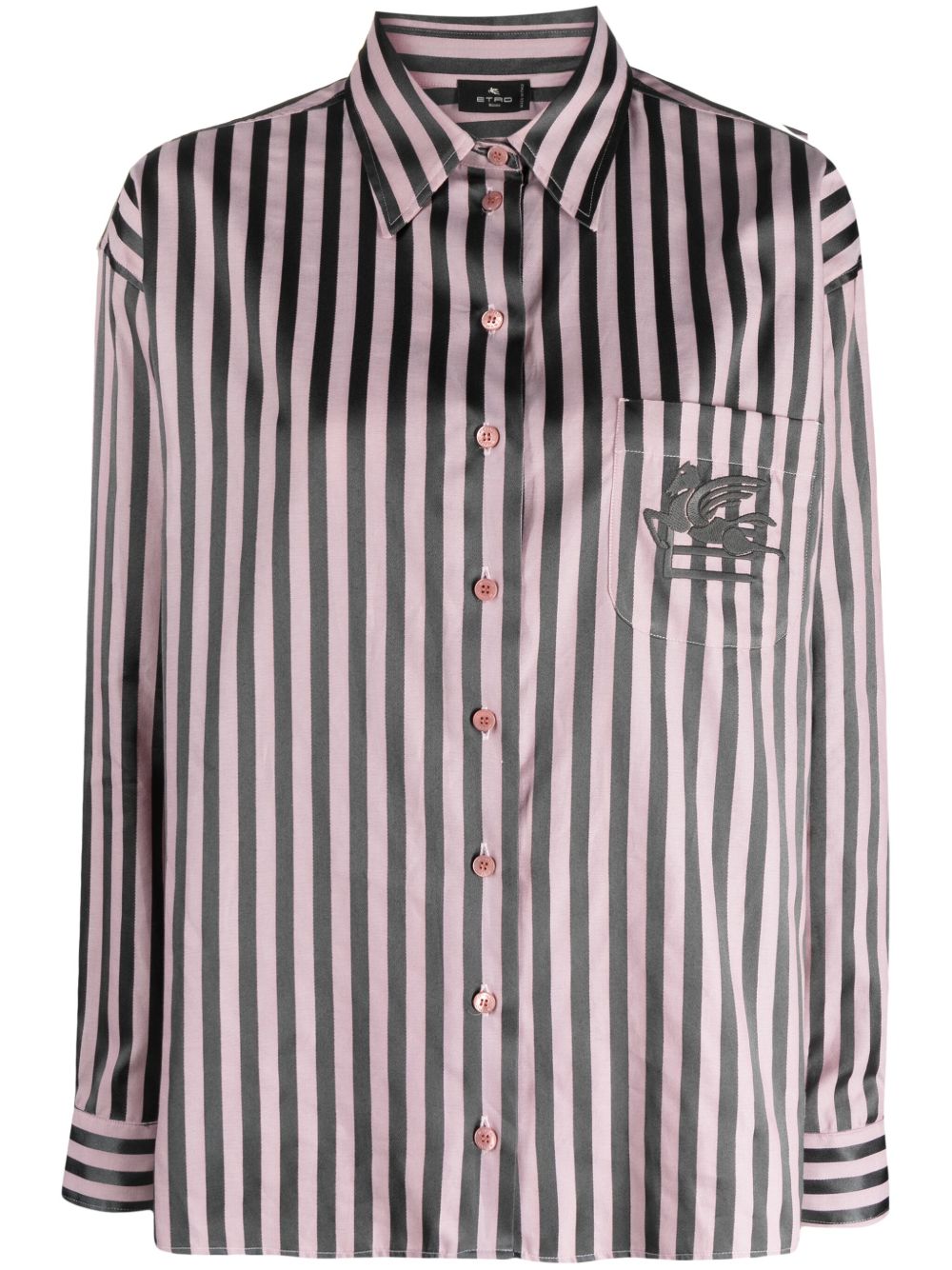 ETRO Pegaso 刺绣条纹衬衫 - 粉色