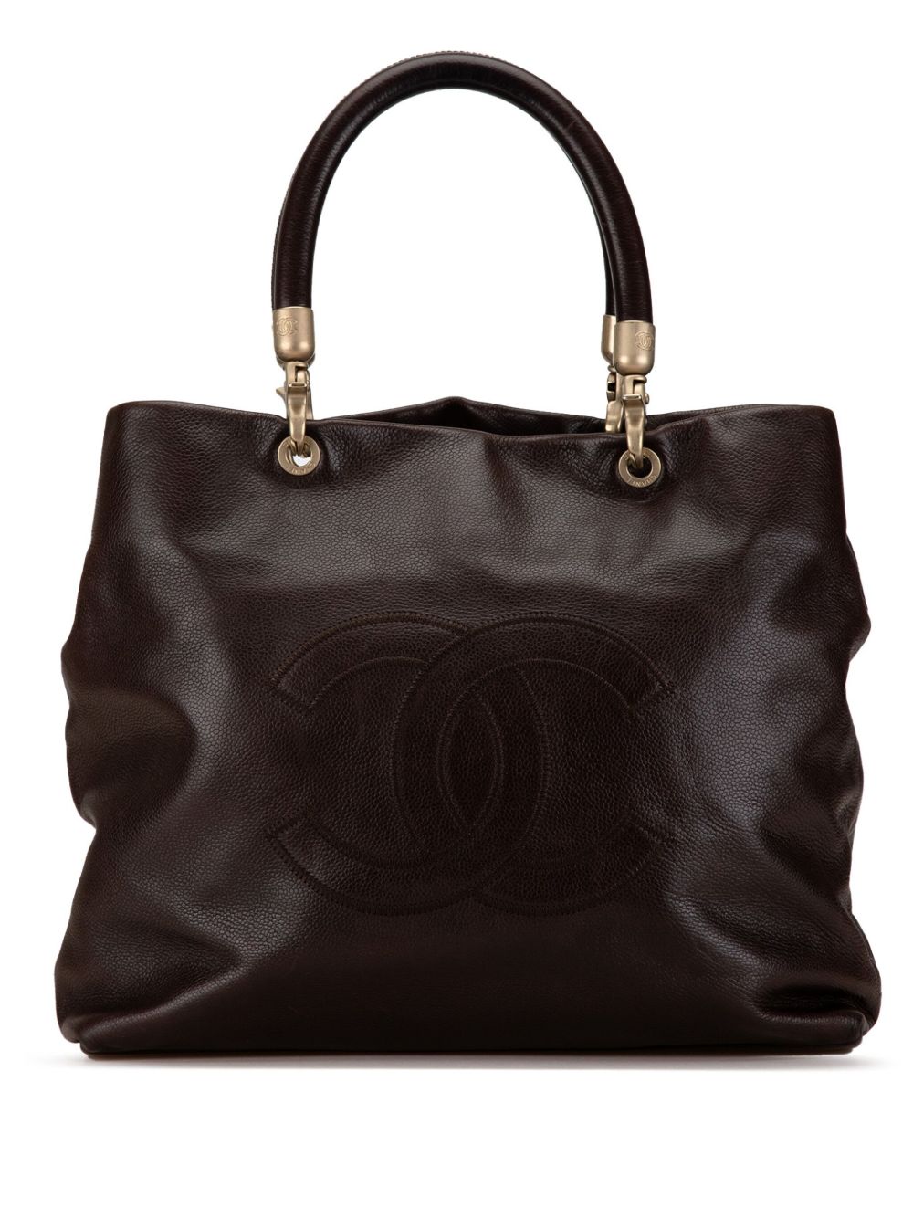CHANEL Pre-Owned CC Caviar 手提包（2003-2004年典藏款） - 褐色