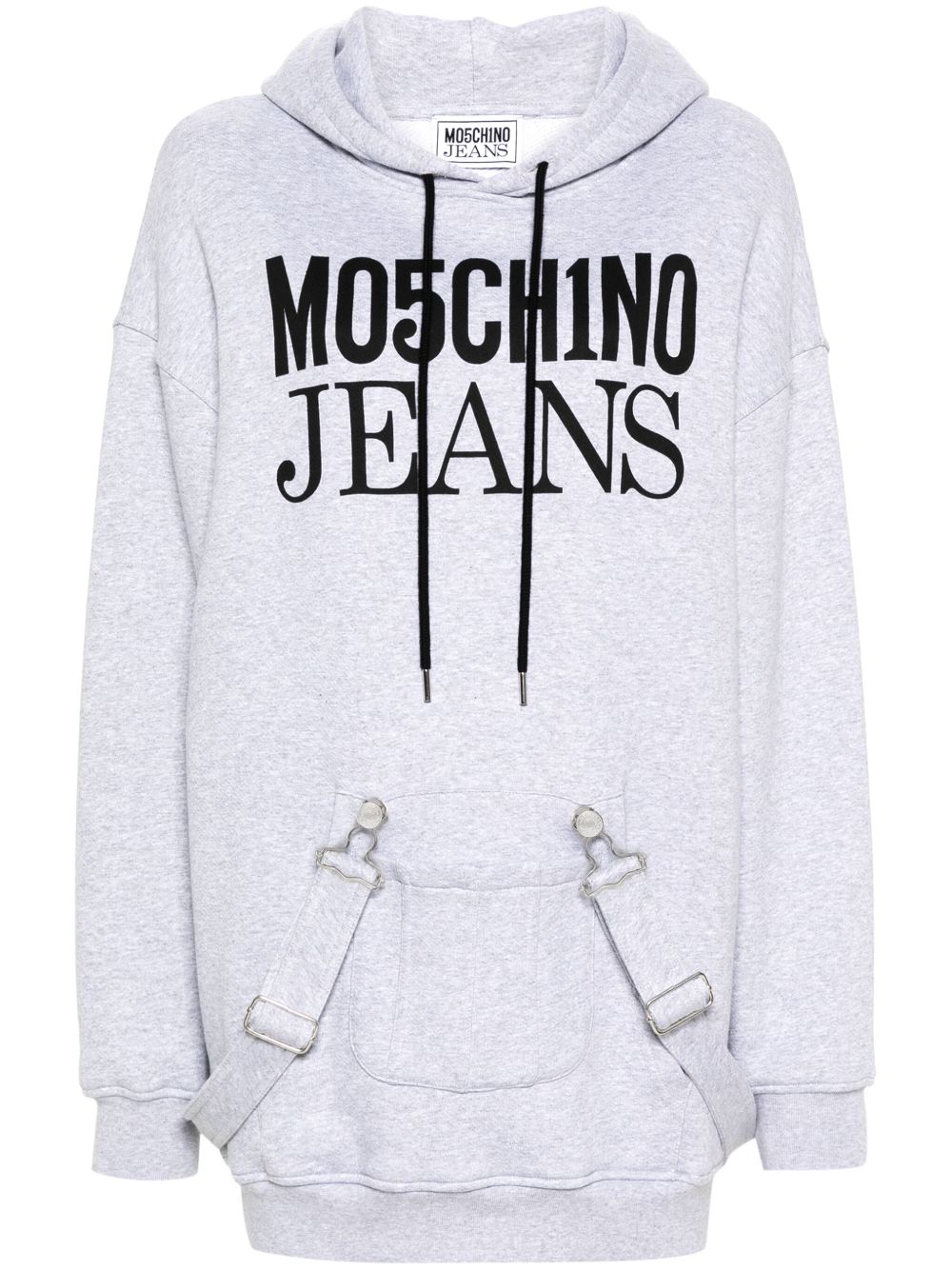 MOSCHINO JEANS 系带细节连帽迷你连衣裙 - 灰色