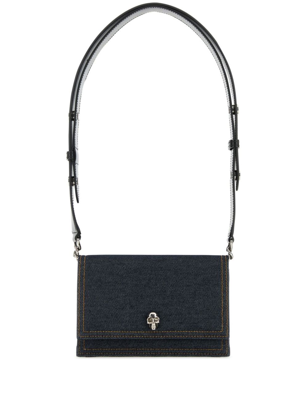 Alexander McQueen Skull 牛仔小号单肩包 - 蓝色