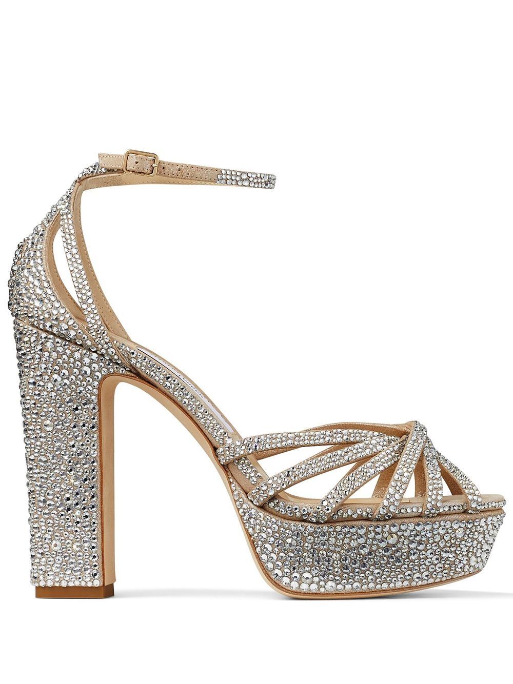 Jimmy Choo Isra 铆钉水台式高跟凉鞋 - 银色