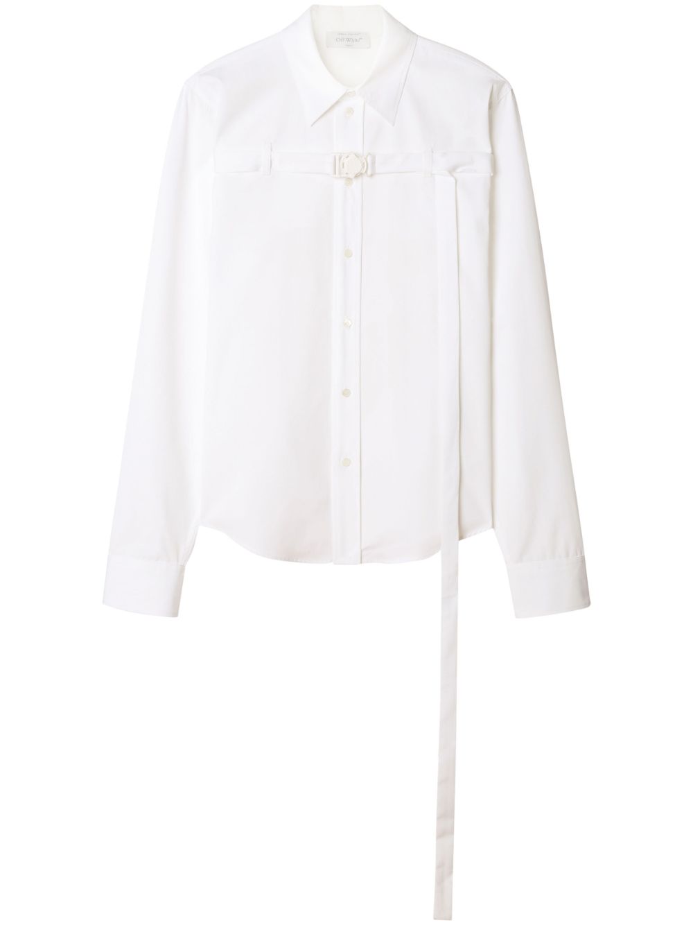 Off-White 镂空扣环府绸衬衫 - 白色