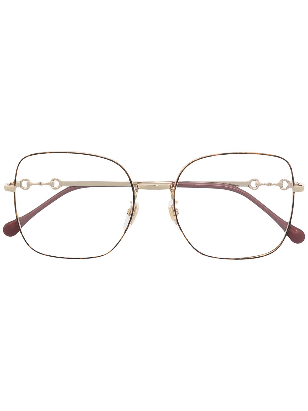Gucci Eyewear Horsebit 方框太阳眼镜 - 金色
