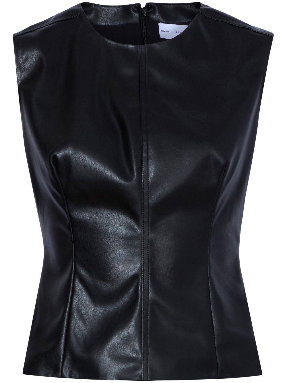 Proenza Schouler White Label Logan 人造皮革无袖上衣 - 黑色