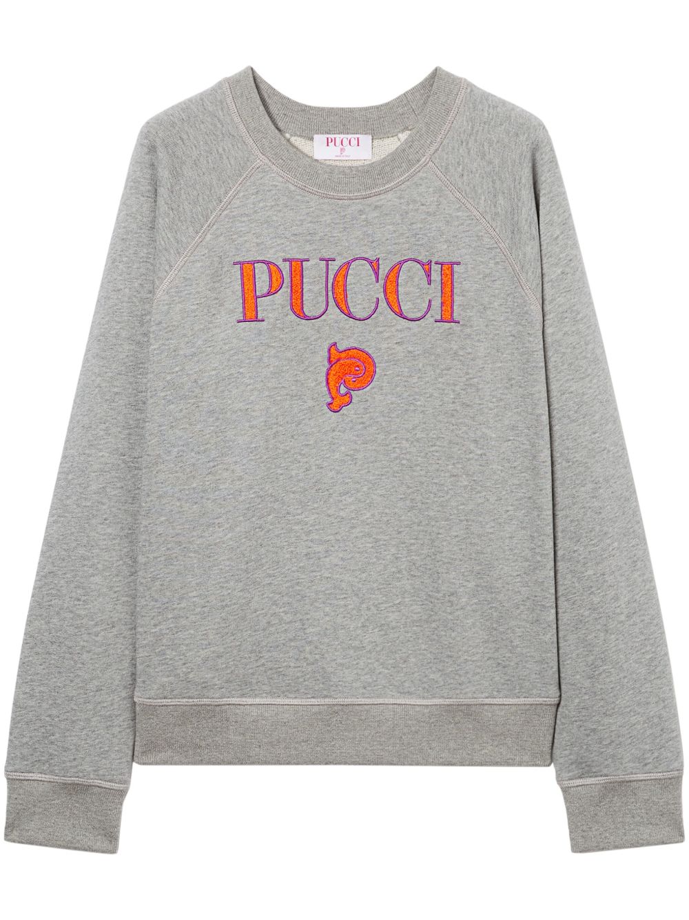 PUCCI logo刺绣棉卫衣 - 灰色