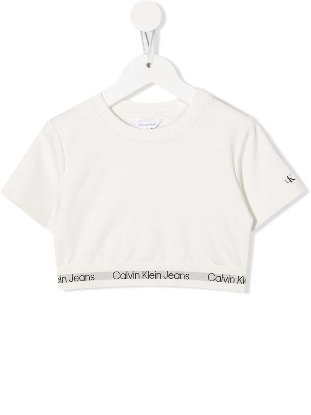 Calvin Klein Kids logo印花短款T恤 - 白色