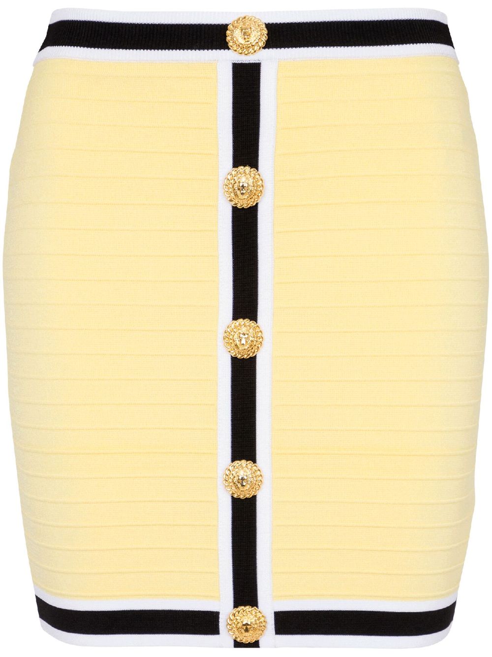 Balmain Lion Head 纽扣针织迷你半身裙 - 黄色