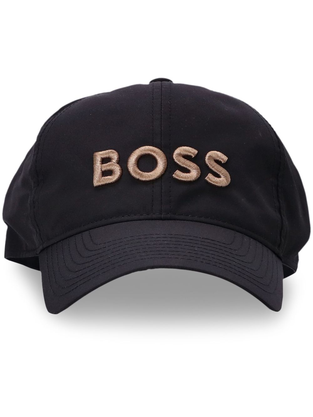 BOSS logo刺绣棉斜纹布棒球帽 - 黑色