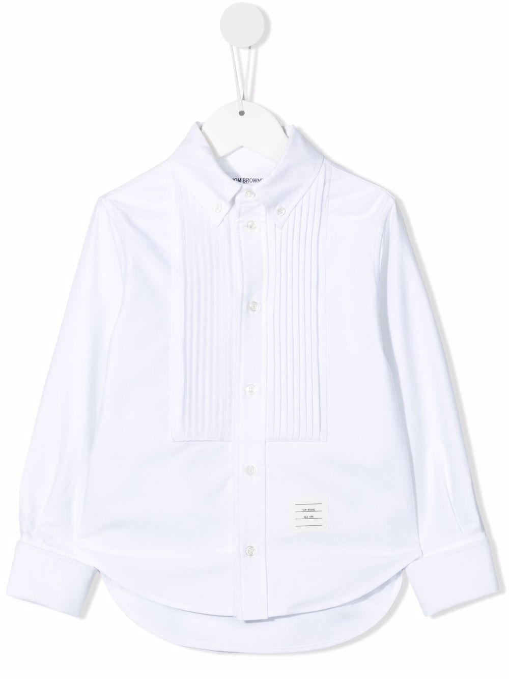 Thom Browne Kids 褶饰围兜衬衫 - 白色