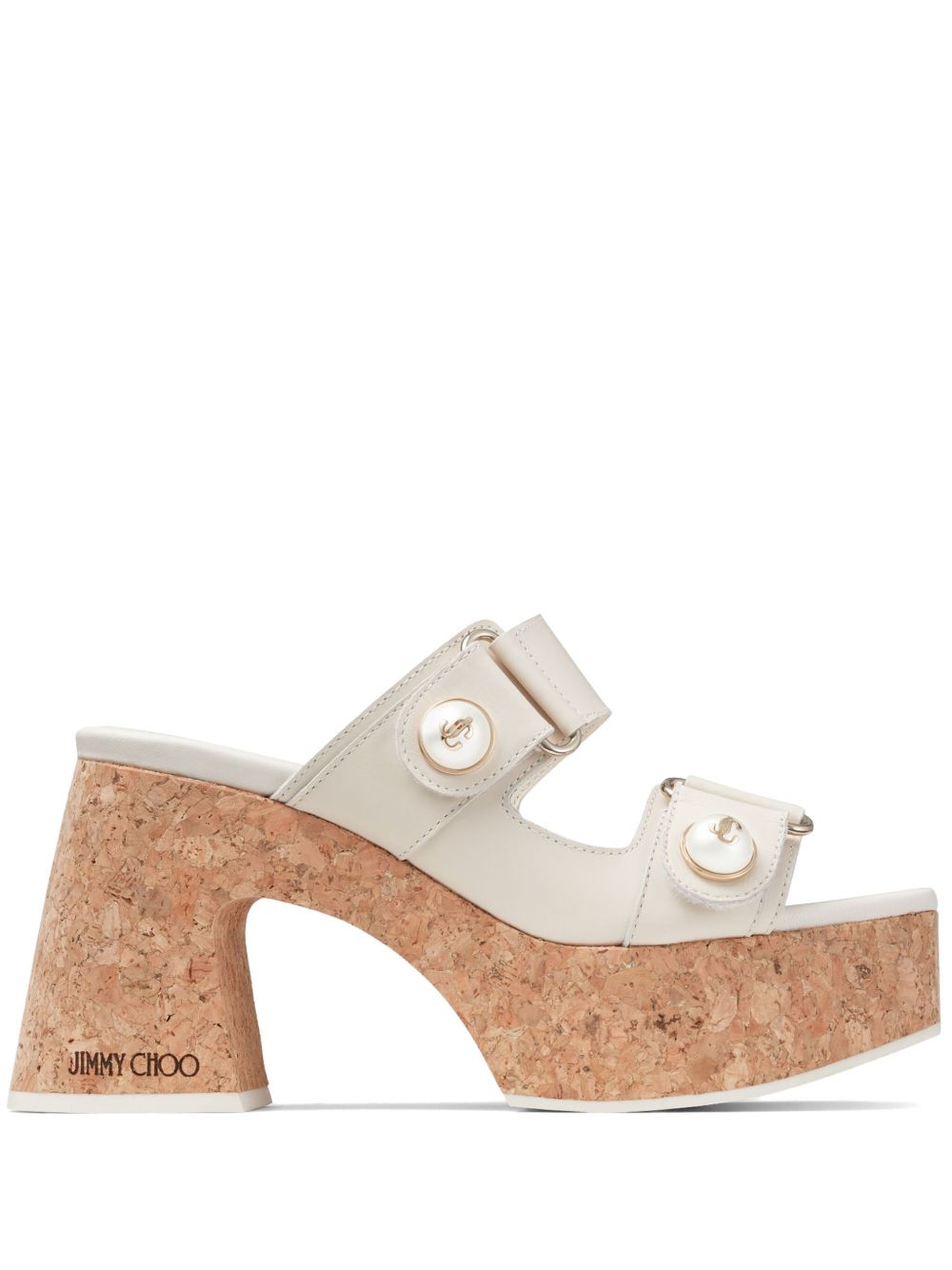 Jimmy Choo Fayence 水台式高跟皮质凉鞋 - 白色