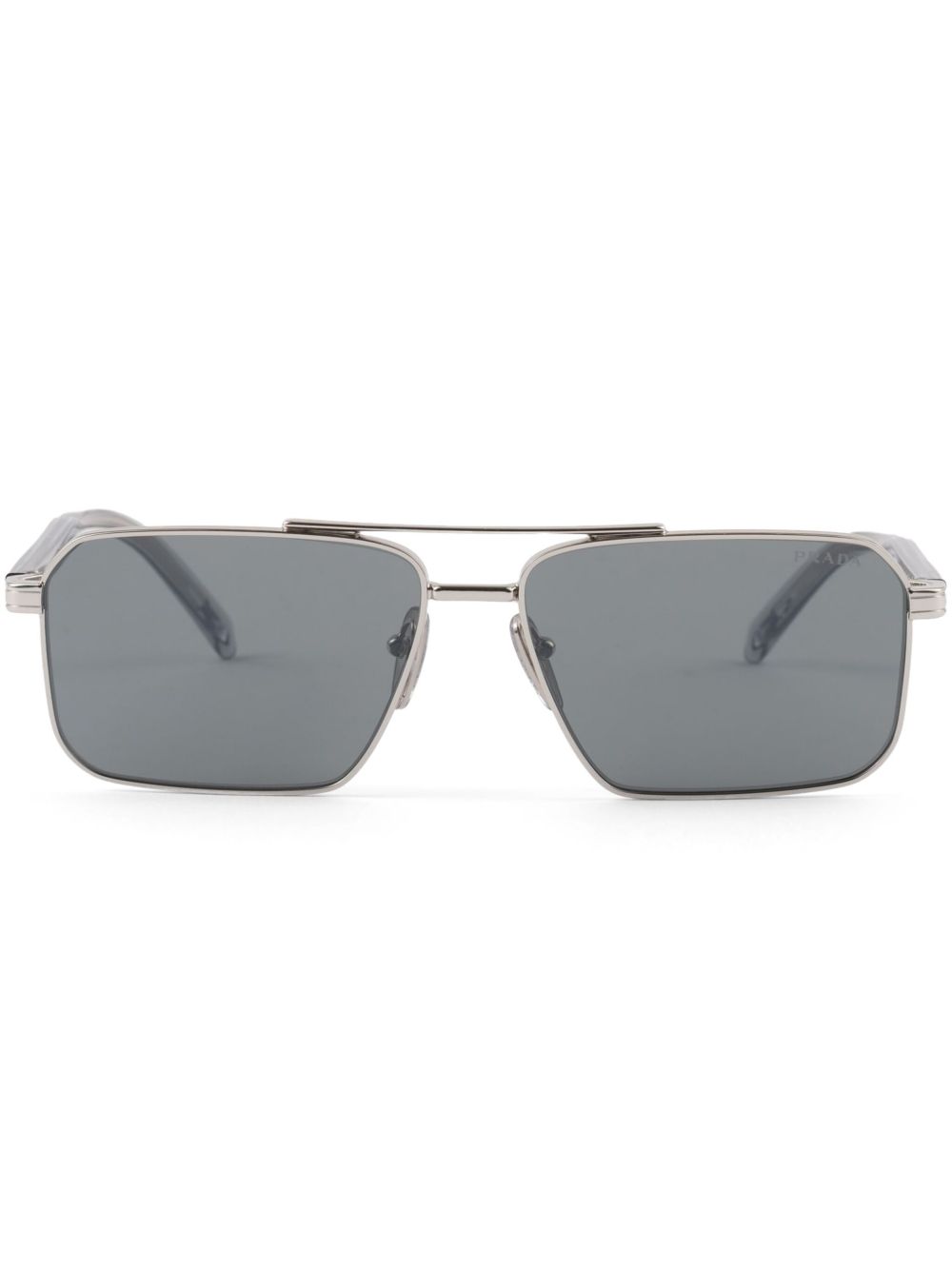 Prada Eyewear 双鼻架长方形镜框太阳眼镜 - 银色