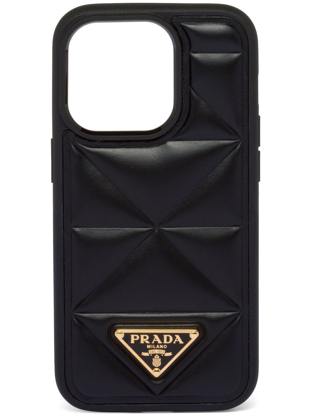 Prada iPhone 14 Pro 填充设计手机壳 - 黑色