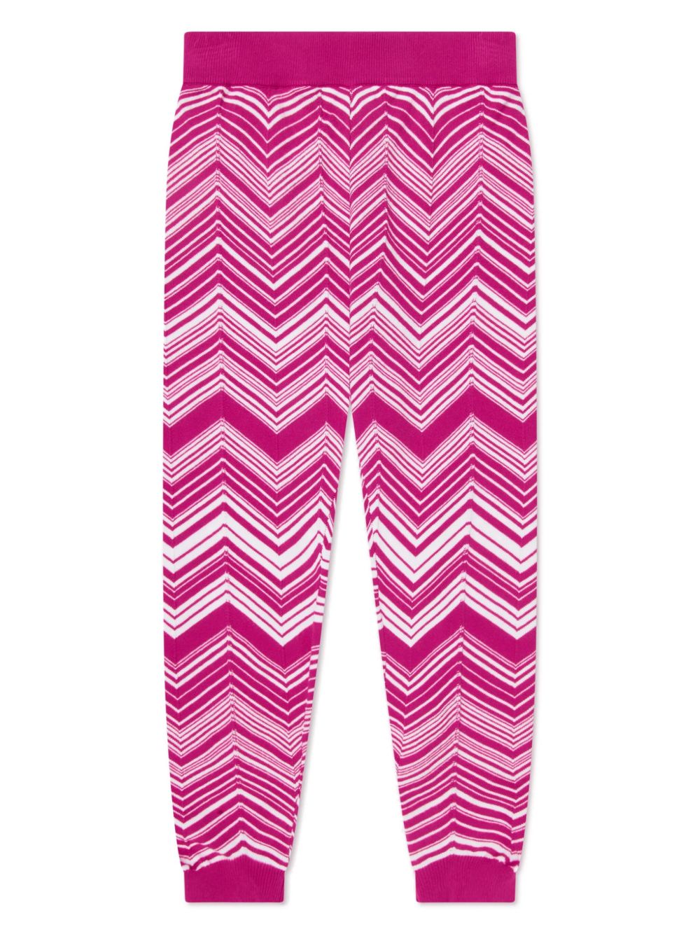 Missoni Kids 双色Z字形图案针织打底裤 - 粉色